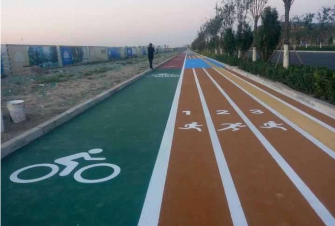 彩色戶外防滑路面車道,滄晟彩色通體陶瓷顆粒材料優勢